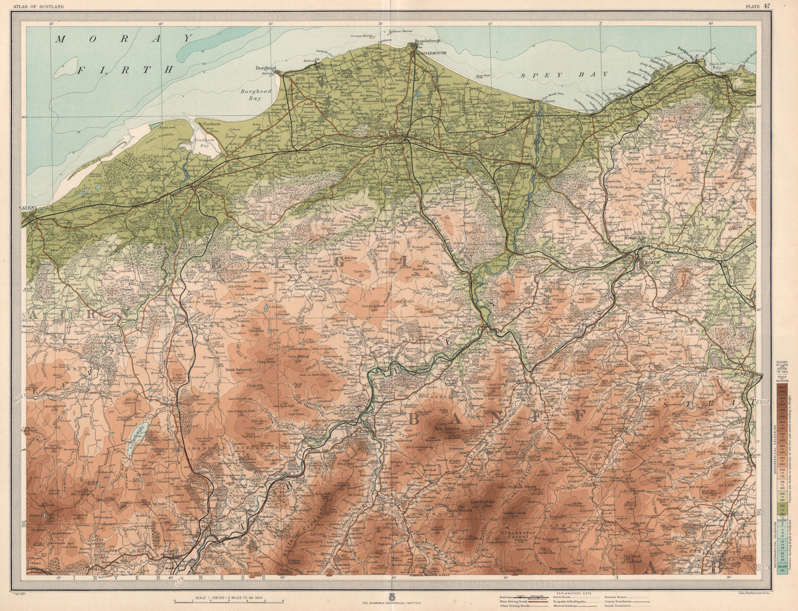SPEYSIDE WHISKY REGION. Elgin Rothes Grantown Keith Dufftown. LARGE 1912 map